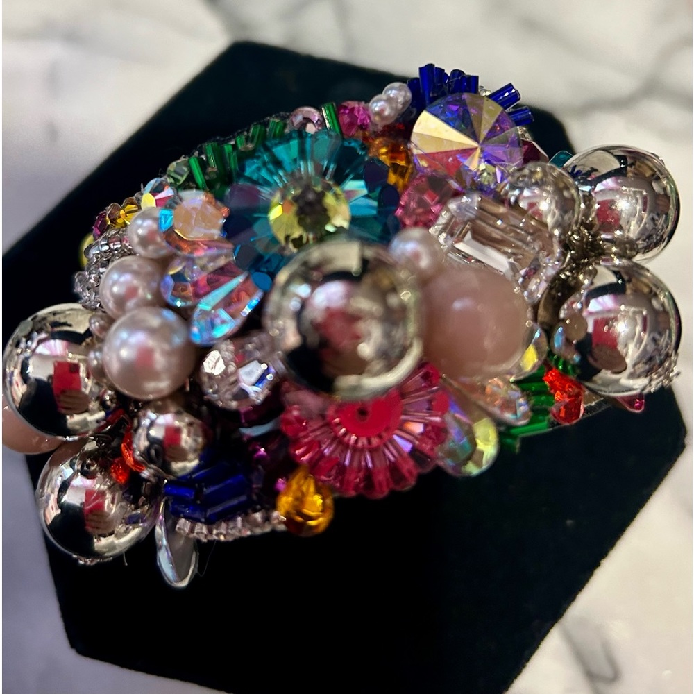 Vintage ‘80s Designer Crystal and Beadwork “Everything” Cuff Bracelet-Boutique